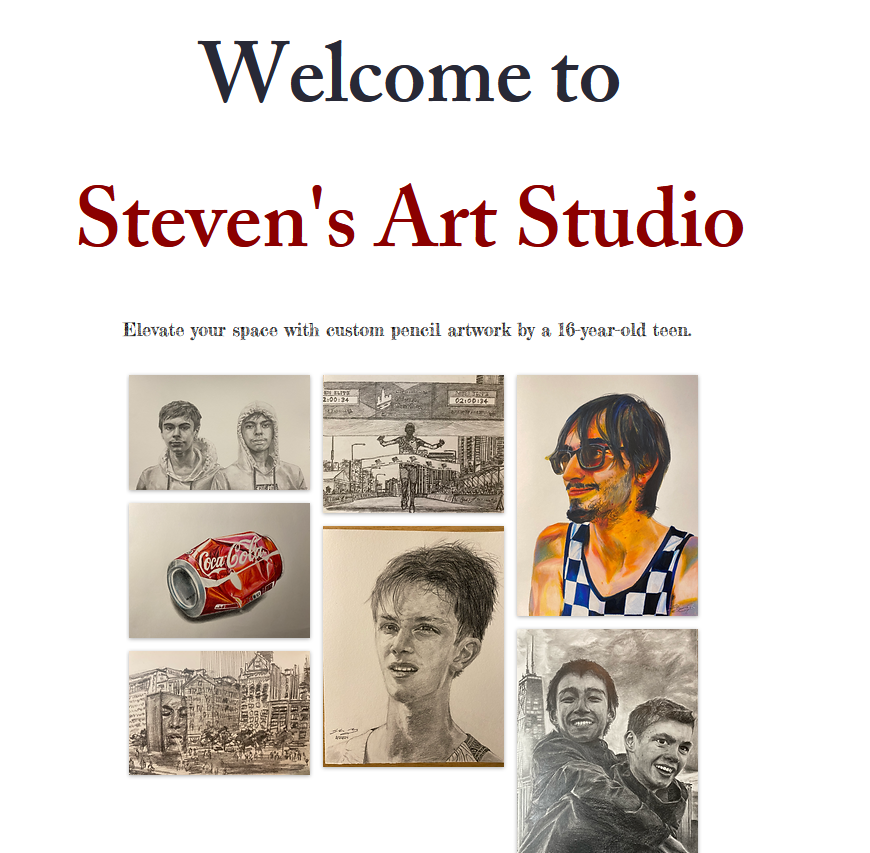 An image of a site contianing hand drawn art pictures