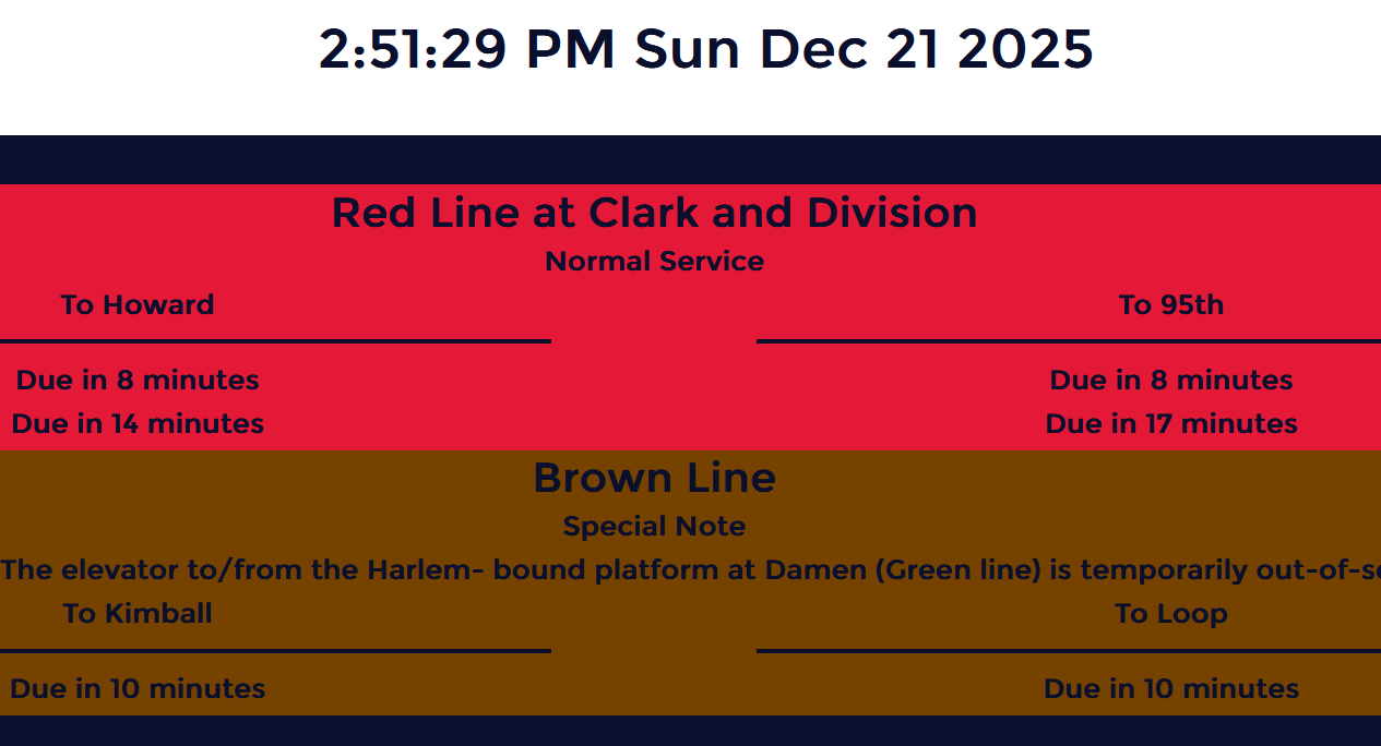 Train Tracker website developed for my high-school